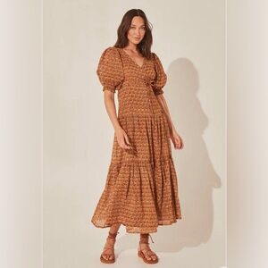 Daughters of India Rust Brown Printed Maxi Dress